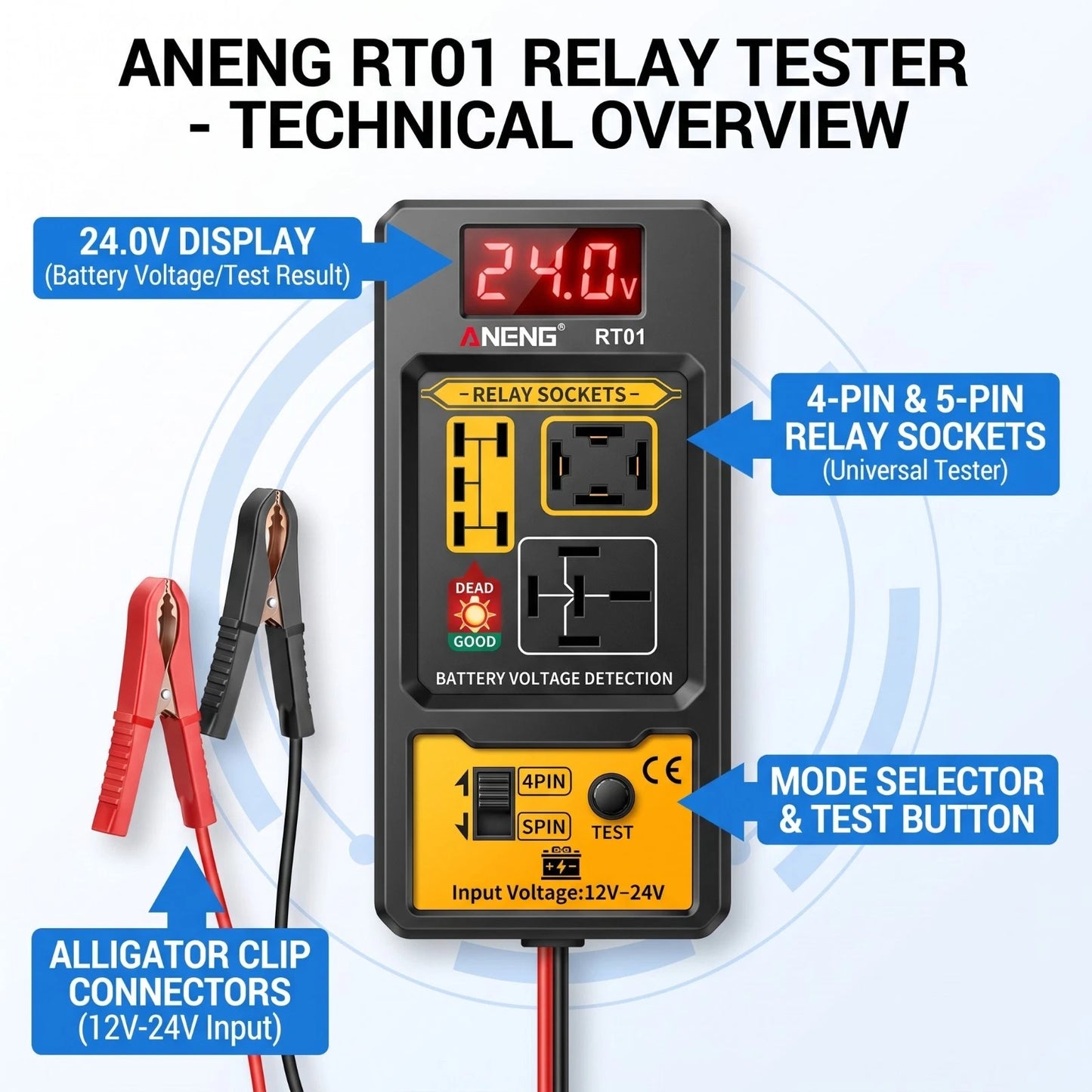 12V Automotive Relay Tester – Universal Electronic Relay Diagnostic Tool