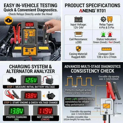 12V Automotive Relay Tester – Universal Electronic Relay Diagnostic Tool