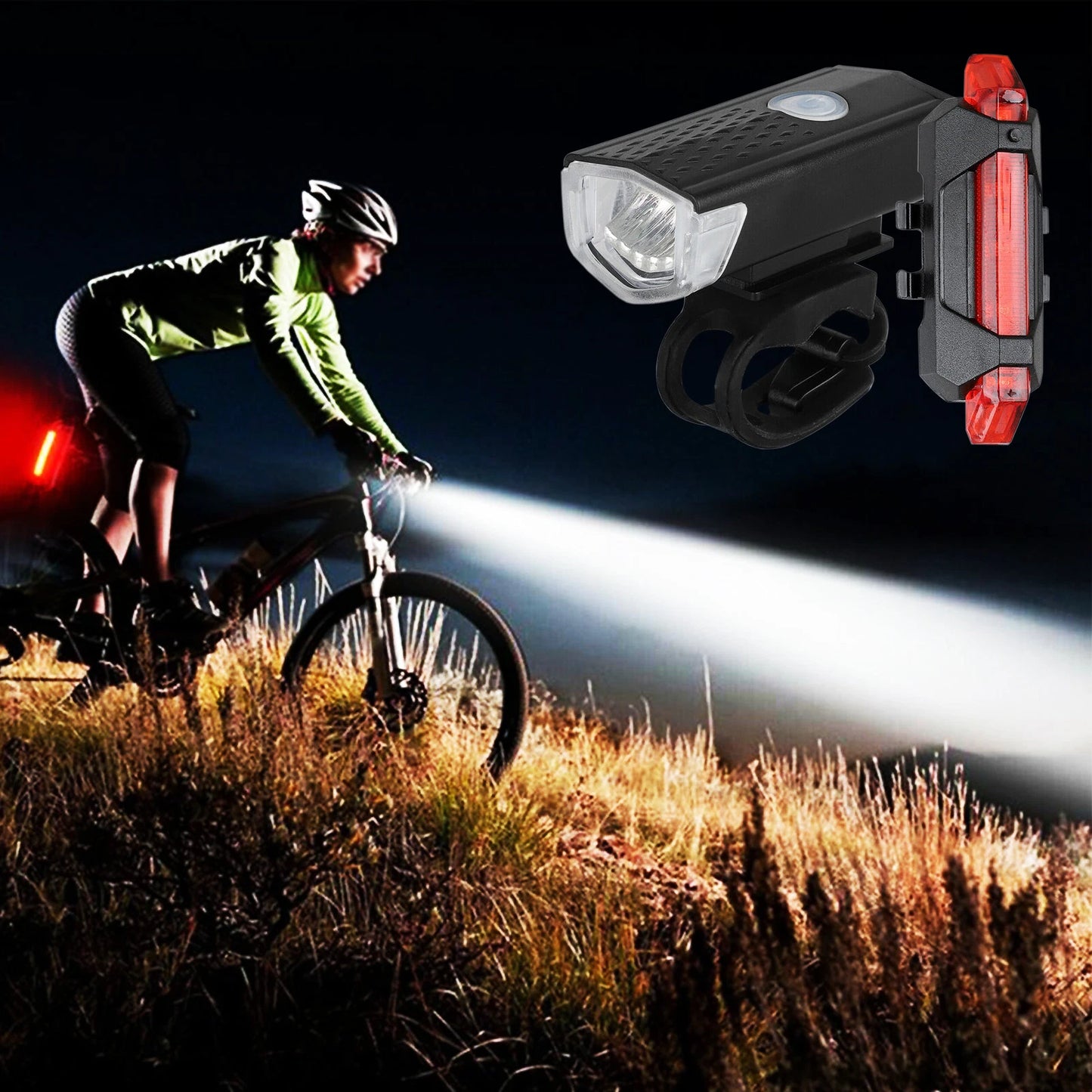 USB Rechargeable LED Bike Light – 400 Lumen Front & Rear Cycling Headlight